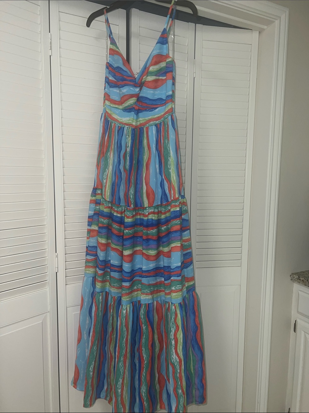 entro Multicolor Striped Maxi Dress - Blue, Red & Green